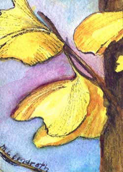 "Gingko Leaves In Autumn #1" by  Mary Lou Lindroth, Rockton IL - Watercolor - SOLD